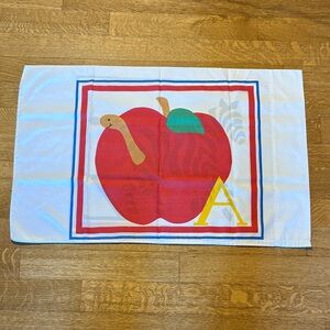 Vintage Springmaid A-Z Single Size Standard Pillowcase w/ an Apple & a Zebra